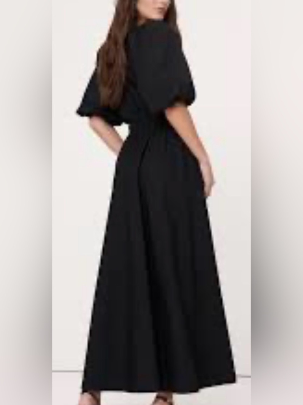 Banana Republic 100% Cotton Black Maxi Dress with puff sleeves and pockets XL